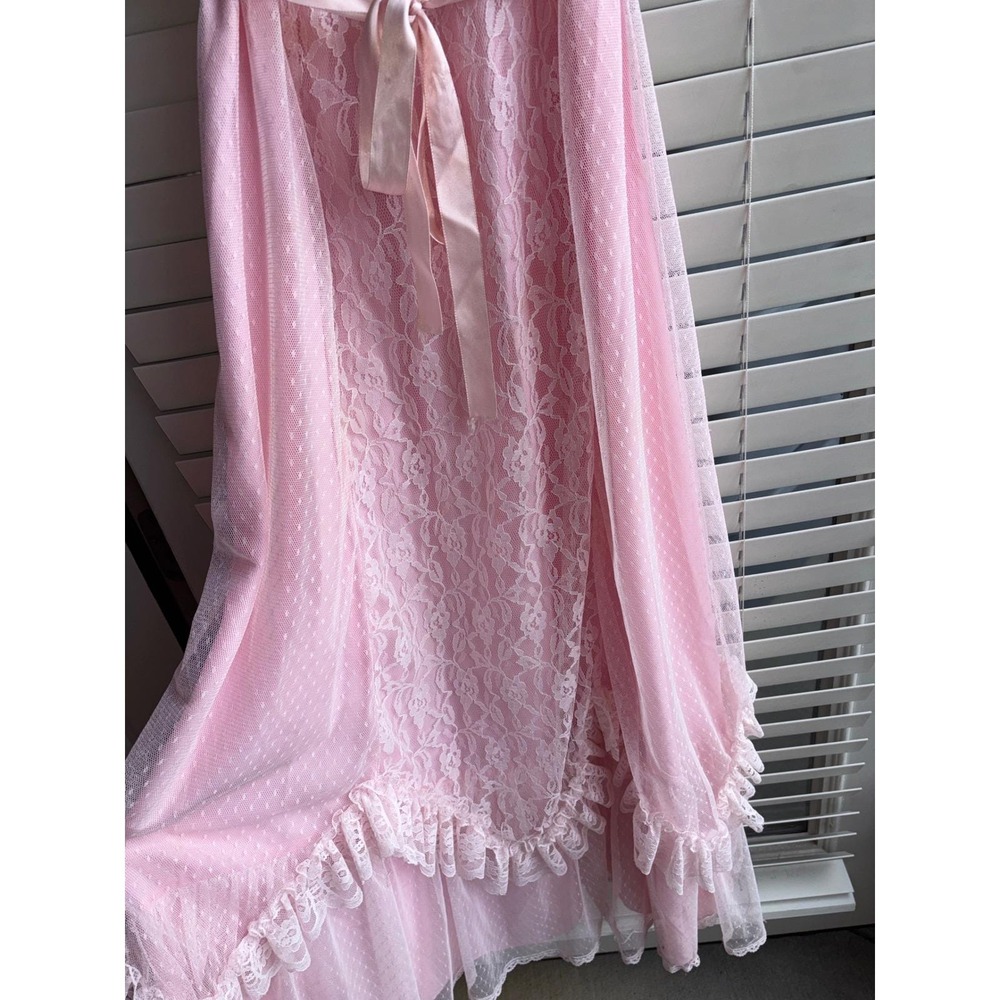 Steppin Out Los Angeles Vintage Pink Lace Maxi FLAWS Prairie Dress Cottagecore - Picture 6 of 10